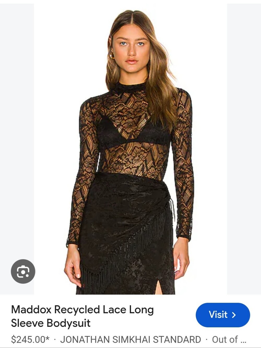 Jonathan Simkhai Black Lace Long-Sleeve Bodysuit
